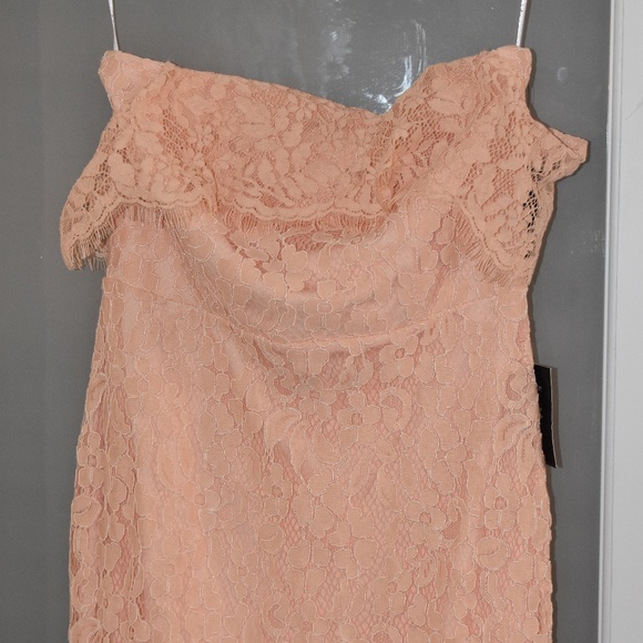 NWT Lulus BLUSH PINK LACE OFF-THE-SHOULDER MAXI - Picture 5 of 7